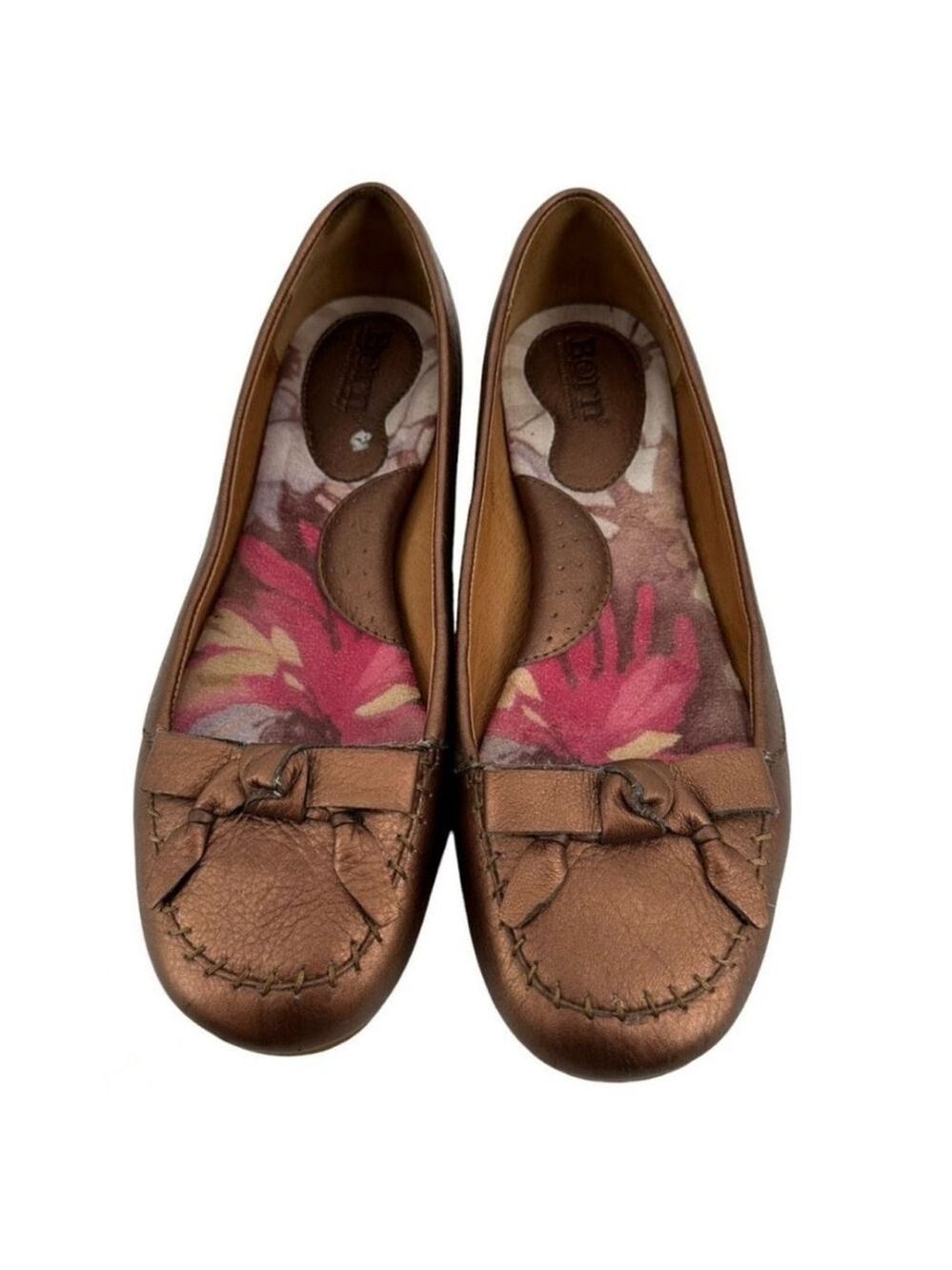 Born Louise Metallic Bronze Leather Ballet Flats Size 7.5